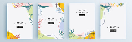 Modern abstract covers set, minimal covers design. Colorful geometric background, vector illustration.のイラスト素材