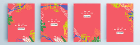 Modern abstract covers set, minimal covers design. Colorful geometric background, vector illustration.のイラスト素材