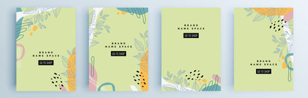 Modern abstract covers set, minimal covers design. Colorful geometric background, vector illustration.のイラスト素材