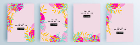 Modern abstract covers set, minimal covers design. Colorful geometric background, vector illustration.のイラスト素材