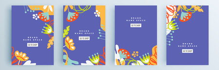 Modern abstract covers set, minimal covers design. Colorful geometric background, vector illustration.のイラスト素材