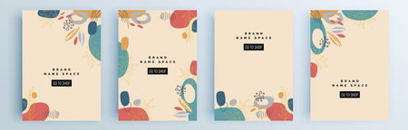 Modern abstract covers set, minimal covers design. Colorful geometric background, vector illustration.のイラスト素材