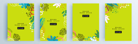 Modern abstract covers set, minimal covers design. Colorful geometric background, vector illustration.のイラスト素材