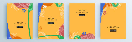 Modern abstract covers set, minimal covers design. Colorful geometric background, vector illustration.のイラスト素材