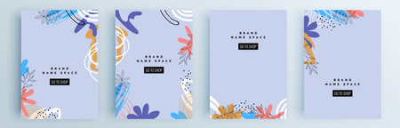 Modern abstract covers set, minimal covers design. Colorful geometric background, vector illustration.のイラスト素材