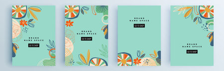 Modern abstract covers set, minimal covers design. Colorful geometric background, vector illustration.のイラスト素材