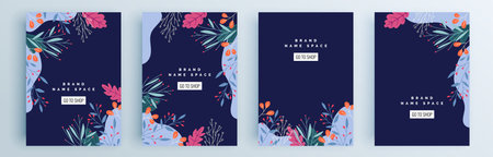 Modern abstract covers set, minimal covers design. Colorful geometric background, vector illustration.のイラスト素材
