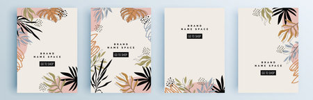 Modern abstract covers set, minimal covers design. Colorful geometric background, vector illustration.のイラスト素材