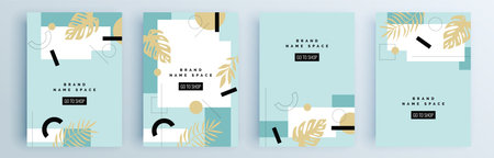 Modern abstract covers set, minimal covers design. Colorful geometric background, vector illustration.のイラスト素材