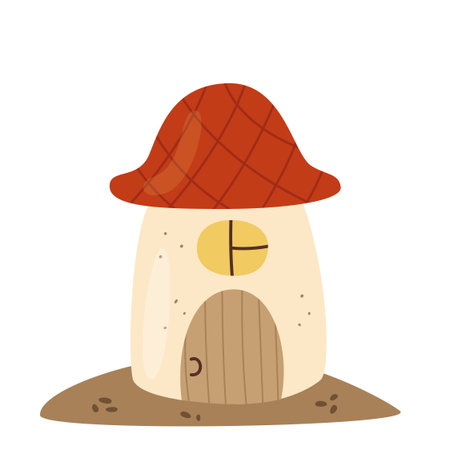 Mushroom-shaped house. Vector flat illustration.のイラスト素材