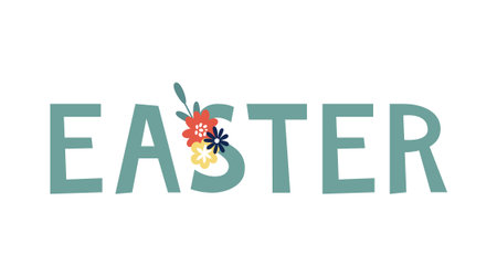 Easter lettering with flowers