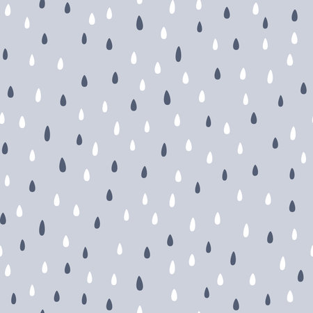 Simple blue nordic print with raindrops. Vector seamless patternのイラスト素材
