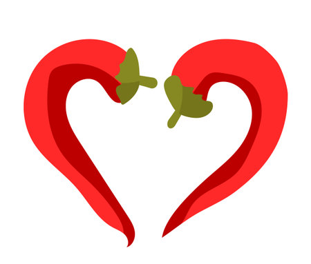 Colorful vector illustration with red chili peppers on a white background. For printing on eco-friendly products for vegetarians, gardeners, cooks, healthy lifestyle.のイラスト素材