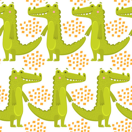 Seamless watercolor crocodile pattern.のイラスト素材