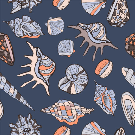 seamless texture of sea shells icons.のイラスト素材