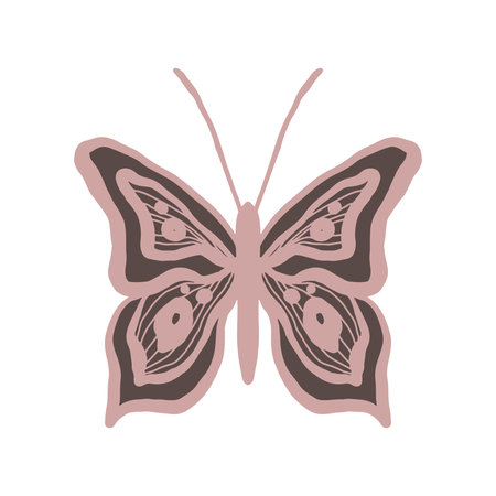 A graceful pink and black butterfly that looks like dramatic lace. Elegant and gothic stylish for womenswear brand of clothing, cosmetics, perfumery. Corporate identity in dark colors.のイラスト素材