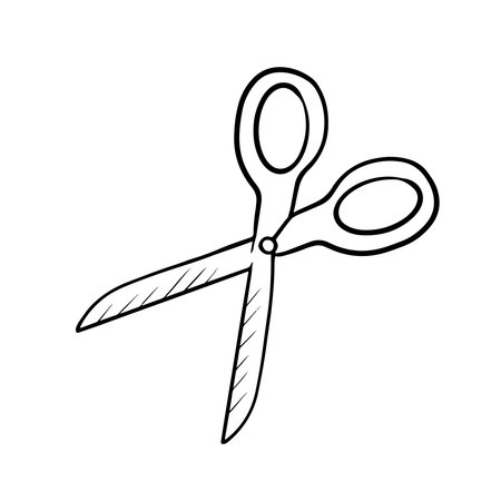 The scissors are open. Vector illustration in sketch style.Free hand drawnのイラスト素材