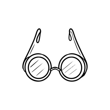 Round glasses in vintage style. Sketch illustration isolated on white background. vector illustrationのイラスト素材