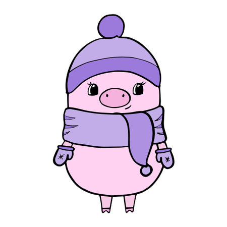 Vector illustration of cute pig cartoon isolated on white backgroundのイラスト素材