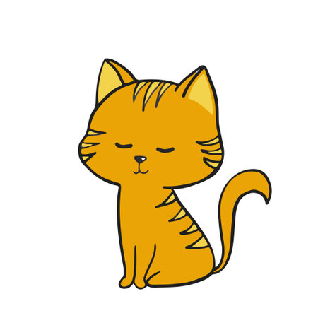 sleeping cat on white background doodle vector sketchのイラスト素材