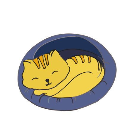 sleeping cat on white background doodle vector sketchのイラスト素材