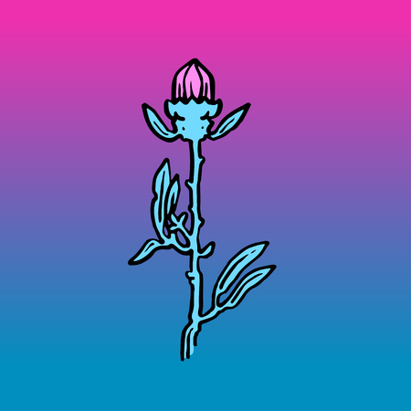 Single stylized flower on gradient backgroundの写真素材