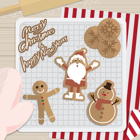 Christmas and New year Kitchen baking cookies vectorのイラスト素材