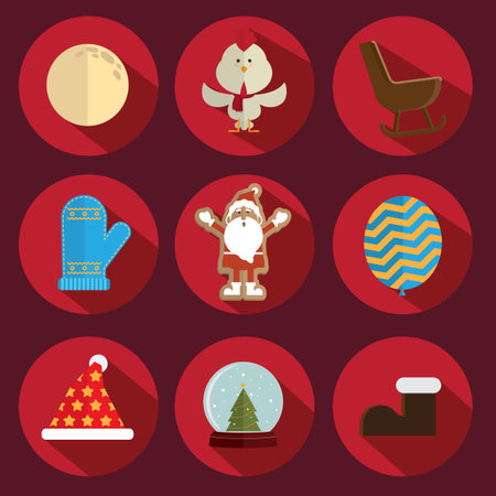 Christmas icon vector red backgroundのイラスト素材
