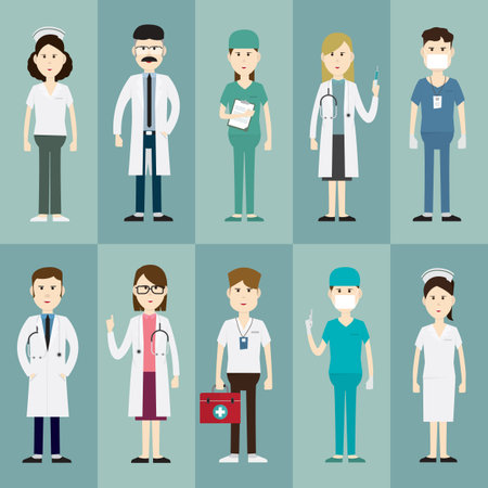 Team medical staff and group of doctors at hospital vector illustrationのイラスト素材