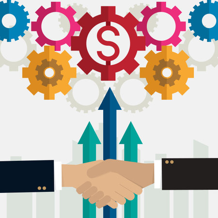 gear Partnership handshake business vector illustrationのイラスト素材