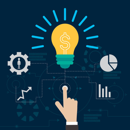 lamp idea business technology vector illustrationのイラスト素材