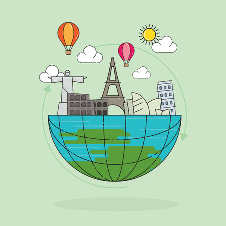 Travel landmark concept vector illustration.のイラスト素材
