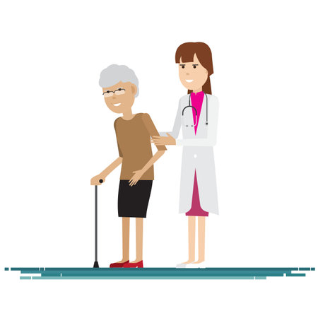 Doctor medical with grandmother  Vector illustrationのイラスト素材