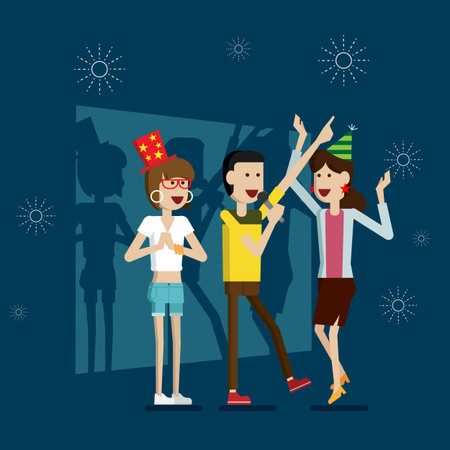 Party karaoke people and celebrating holidays vector illustrationのイラスト素材