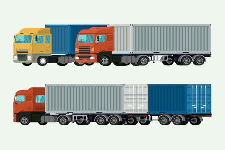 Trucks container delivery shipping cargo.  illustration vectorのイラスト素材