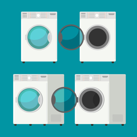 Cover front washing machine isolated equipment washing clothes white background.のイラスト素材