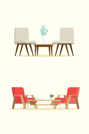 Set of furniture and Interior isolated background. vector illustration のイラスト素材