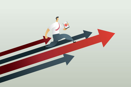 Running to path to achieve a target, business concept Vector illustrationのイラスト素材
