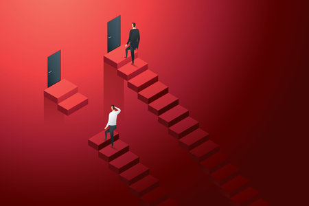Different inequal career opportunities between business people. illustration Vectoのイラスト素材