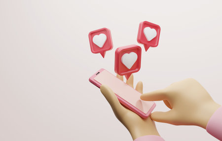 Mobile smartphone ready red heart message icon. Social media Social network for sending love...