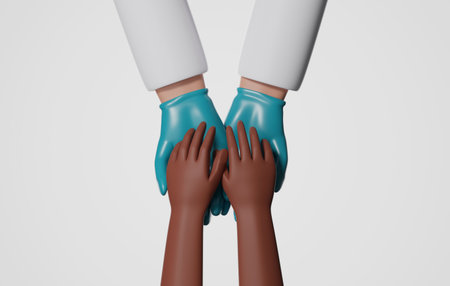 Closeup shot of doctor's hand holding african american patient's hand. Comforting caring health care...