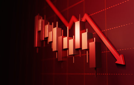 Falling stock chart representing an economic crisis and financial downturn concept. Perfect for...