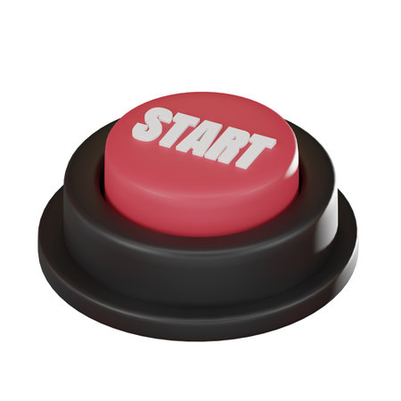 Startup success Business start button Icon 3d renderの写真素材