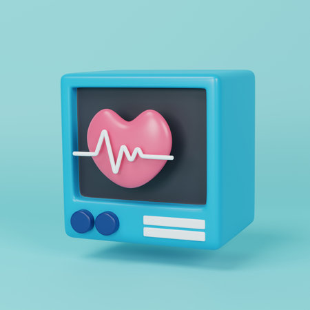 Ecg icon to represent cardiac care, vital signs tracking, and electrocardiogram procedures in your digital projects. 3D render illustration.の写真素材