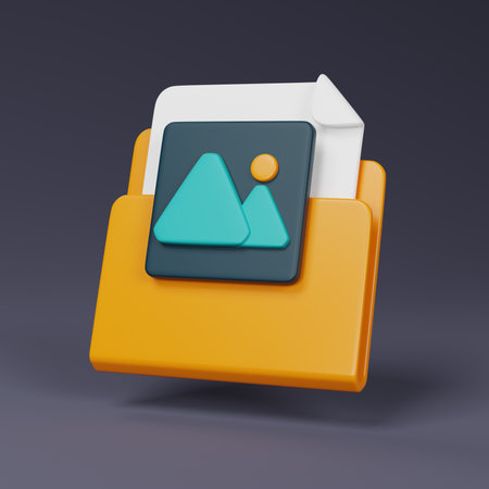Digital storage with this sleek 3D icon representing an image folder. Ideal for internet, computer,...