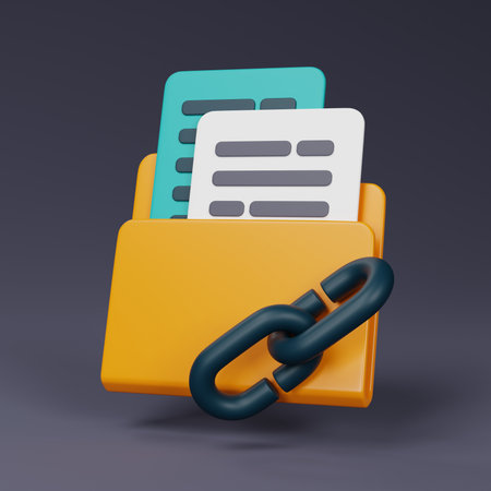 Link folder icon. Perfect for conveying essence of online networking, data sharing, and digital...