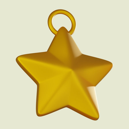 3D icon features a glossy golden star, ready to brighten any holiday theme. Perfect for Christmas...