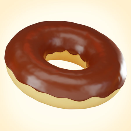 Sweetness chocolate glazed donut tempting treat for your design projects. Perfect for conveying essence of delightful indulgence. 3D render illustrationの写真素材