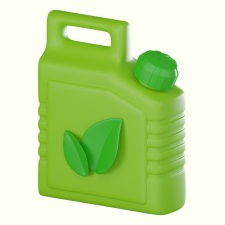 Eco fuel icon, symbolizing sustainable energy and environmental consciousness. Ideal for eco-friendly concepts and green technology. 3D render illustrationの写真素材