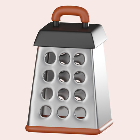 3D illustration of a cheese grater, ideal for showcasing cooking utensils, kitchen gadgets, and food preparation essentials in creative projects.の写真素材